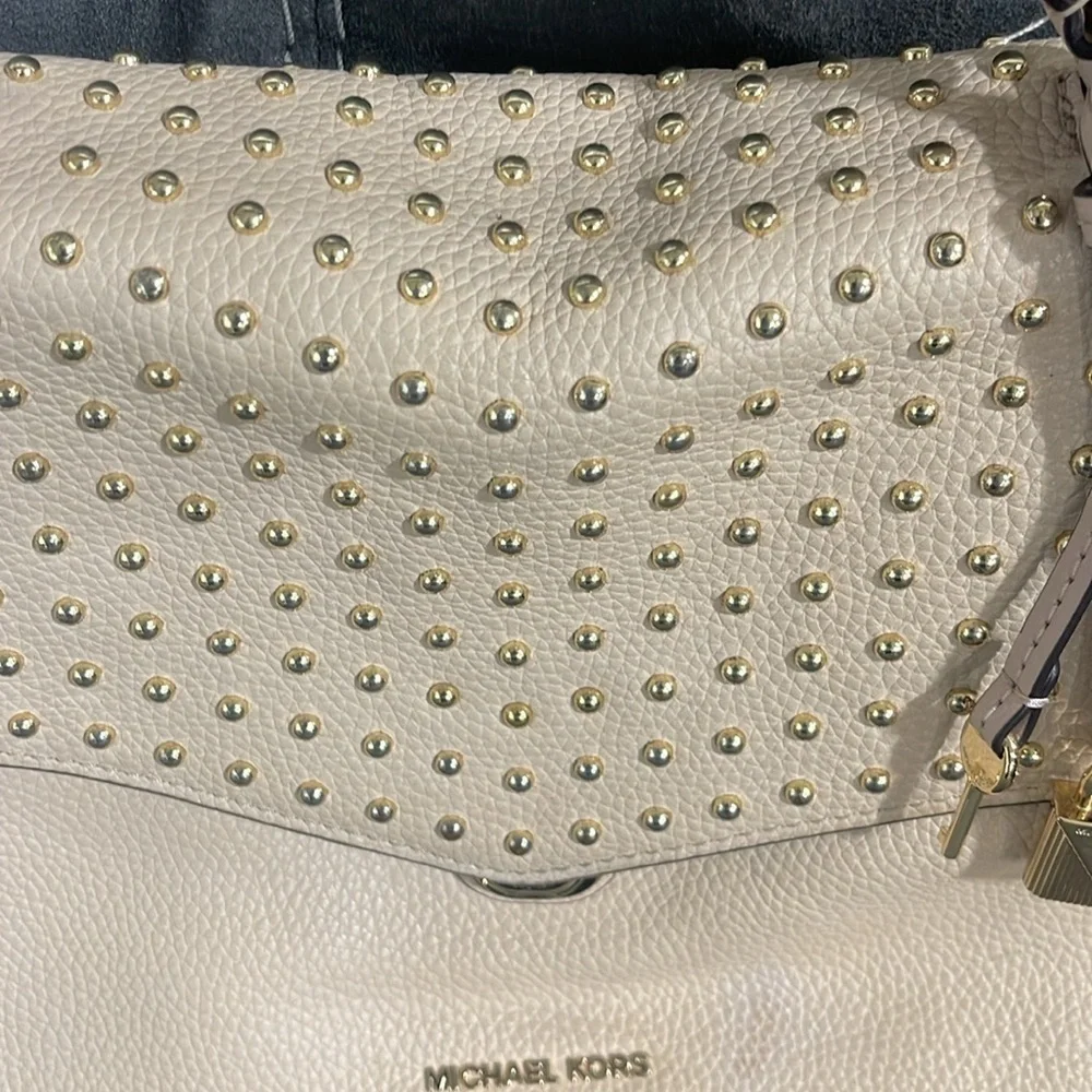 Michael Kors Bristol Studded Leather Satchel Crossbody Purse Shoulder Bag